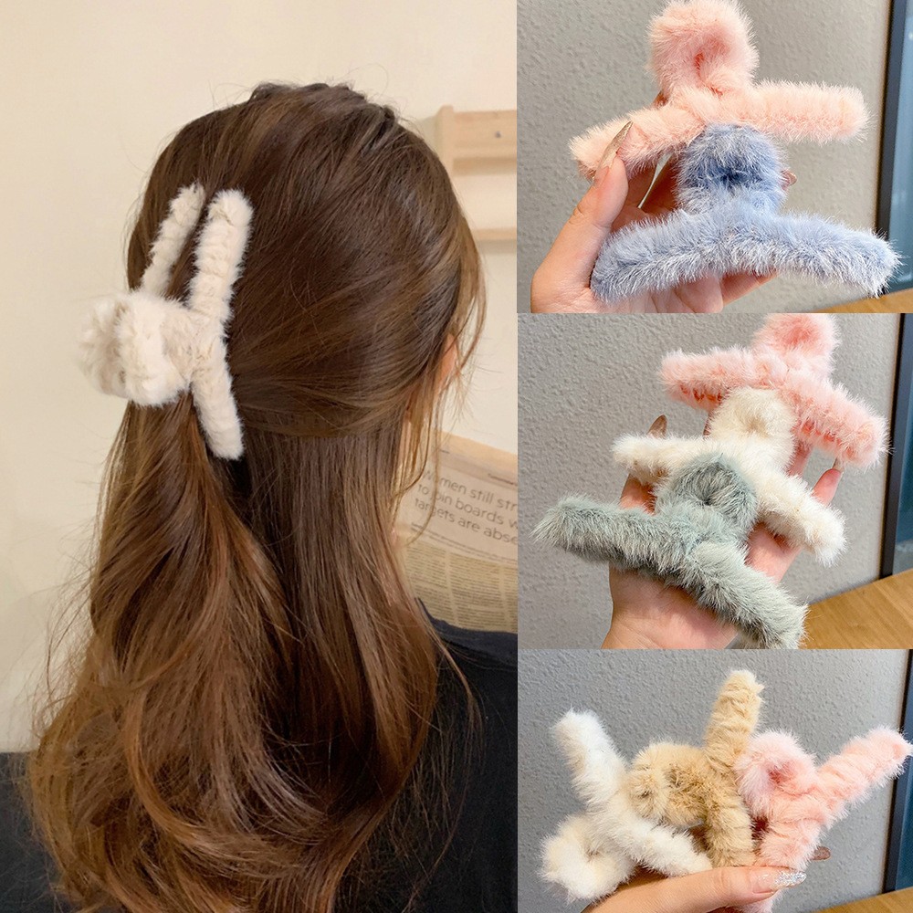Women'S Winter Accessories Set - Pluizige Pluche Nepbont Grote Krab Haar