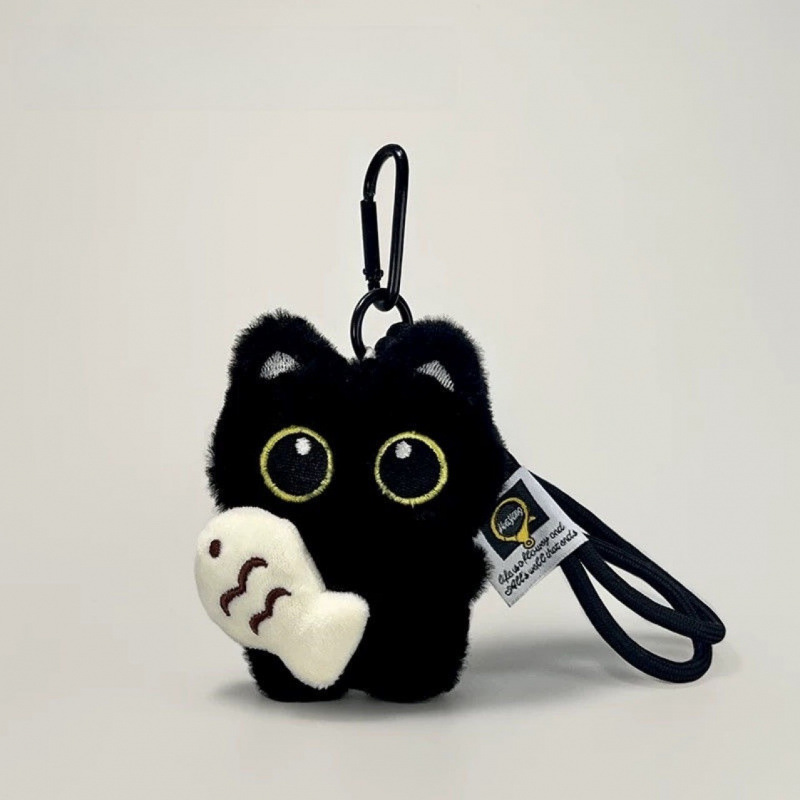 Women'S Keychain Accessories - 2 Stuks Cool Pluche Zwarte Kat