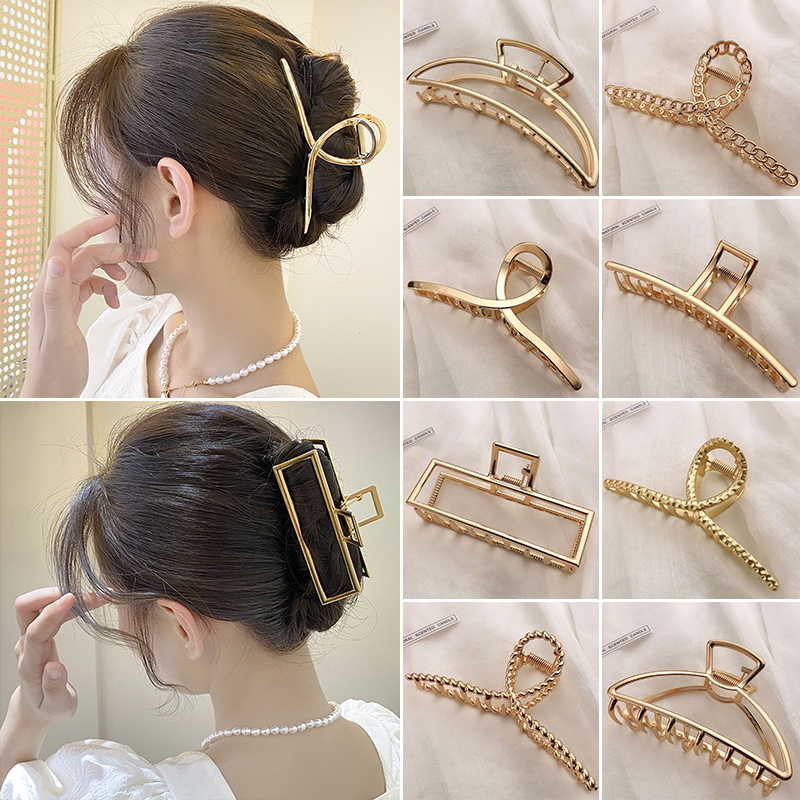 Hair Claw Clip Set - Mode Metalen Haarklauw Voor Vrouwen Goud