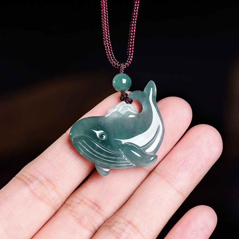 Women Accessories For Gift - Natuurlijke Birmese Jadeiet Walvis Hanger Ketting