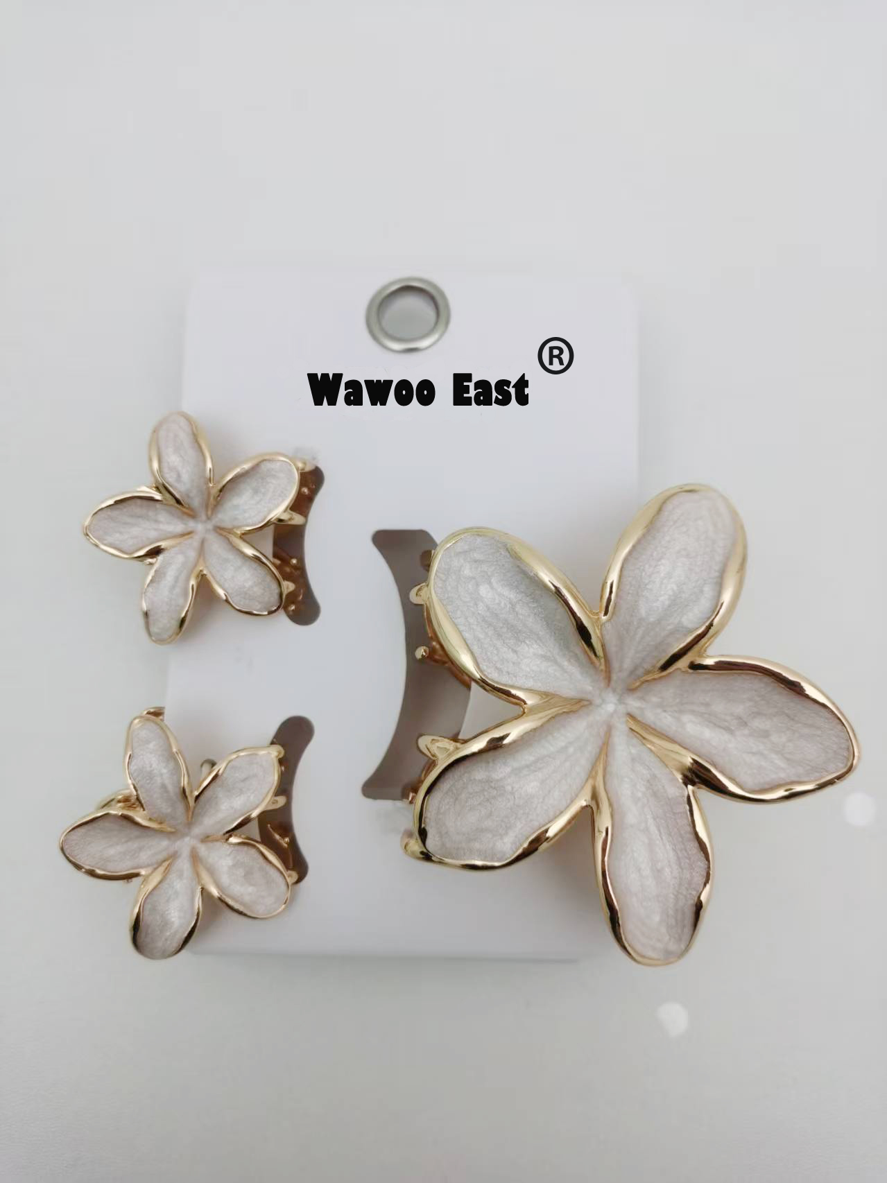 Hair Claw Clip Set - 3 stks/set Zinklegering Emaille Lelie Bloem