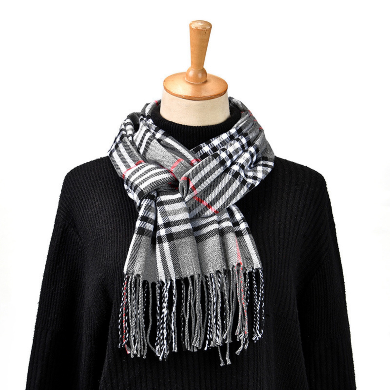1PCPlaid Sjaal Kwastje Ontwerp - Women'S Winter Accessories Set recensie en prijs