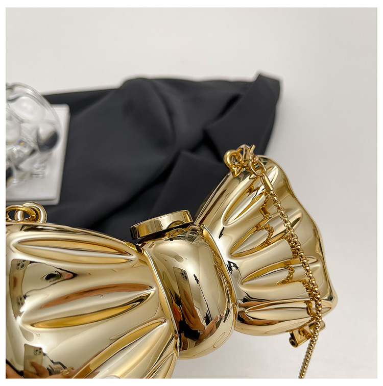 Glanzende gouden metalen strik - Wallet Chain Bag recensie en prijs