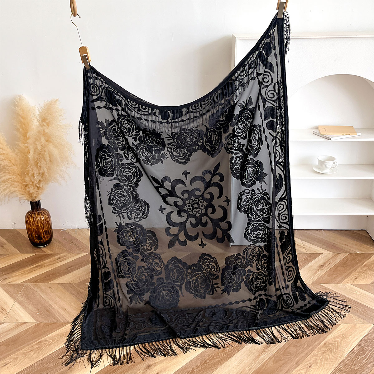 Retro fluwelen sjaal met kwast - Women'S Winter Accessories Set recensie en prijs